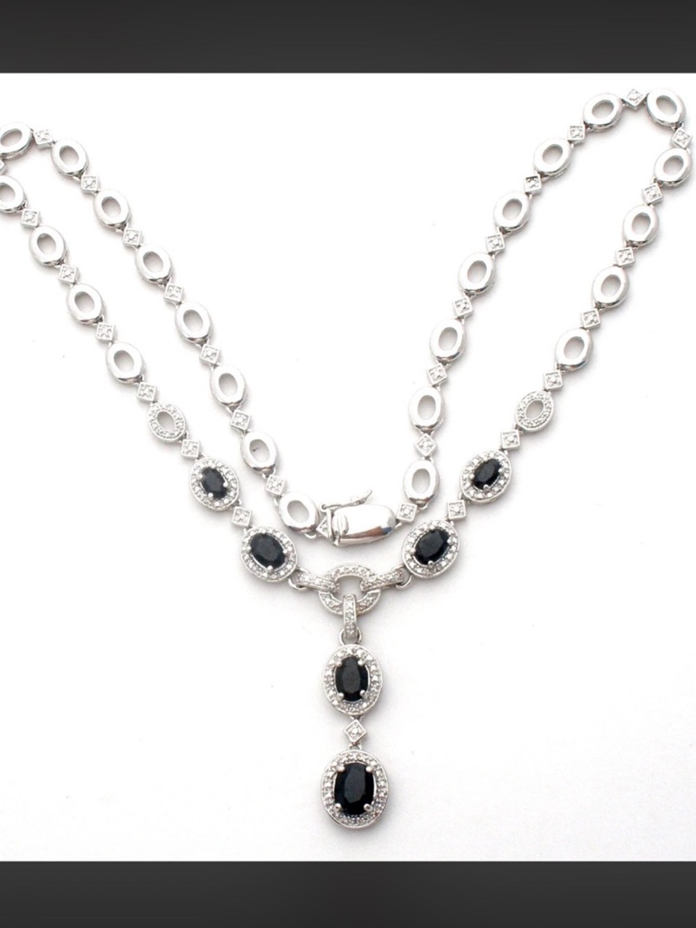 Victorian-inspired Sterling and onyx Lavalier